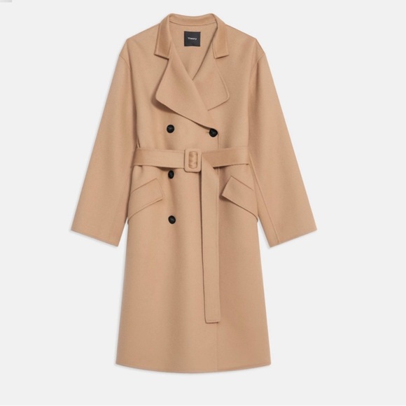 theory trench coat in double face wool cashmere